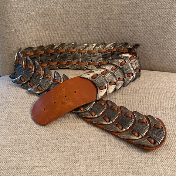 Vintage Roberto Piccinetti metal and leather belt - Picture 2 of 5